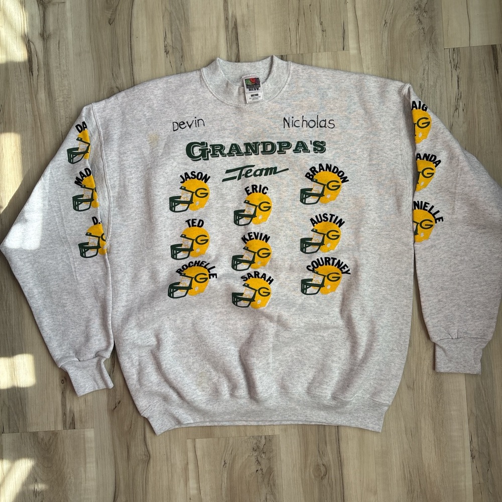 Jerzees Gray Crewneck Sweater with Graphic Design